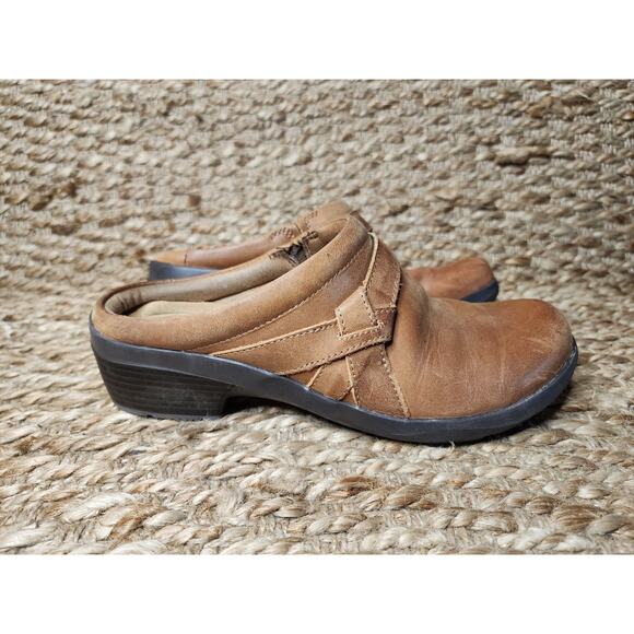 Women's Clarks Angie Mist Brown Leather Comfort Clogs Size 7 M Cushioned - Picture 5 of 11